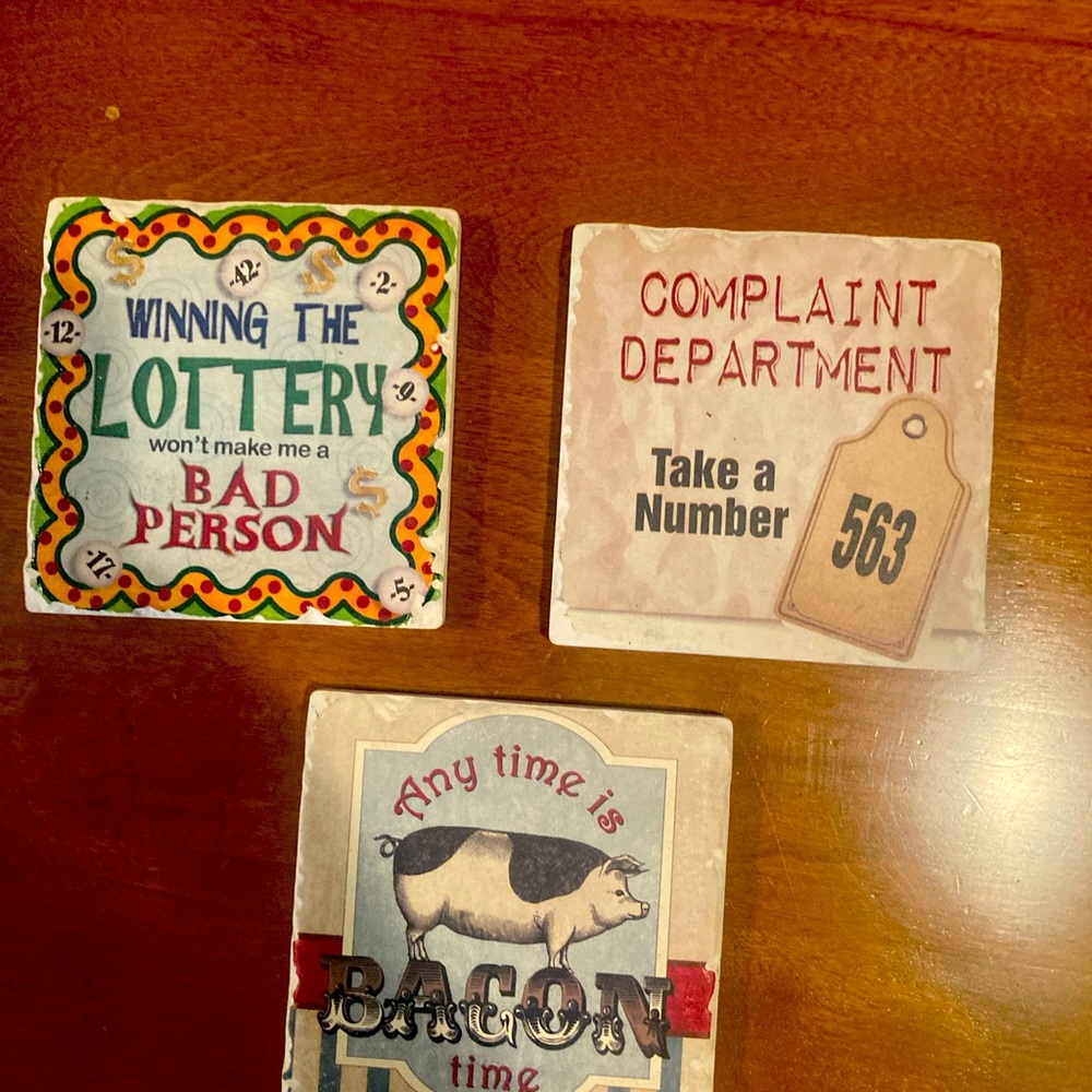Set of 3 beverage coasters - stone/ceramic